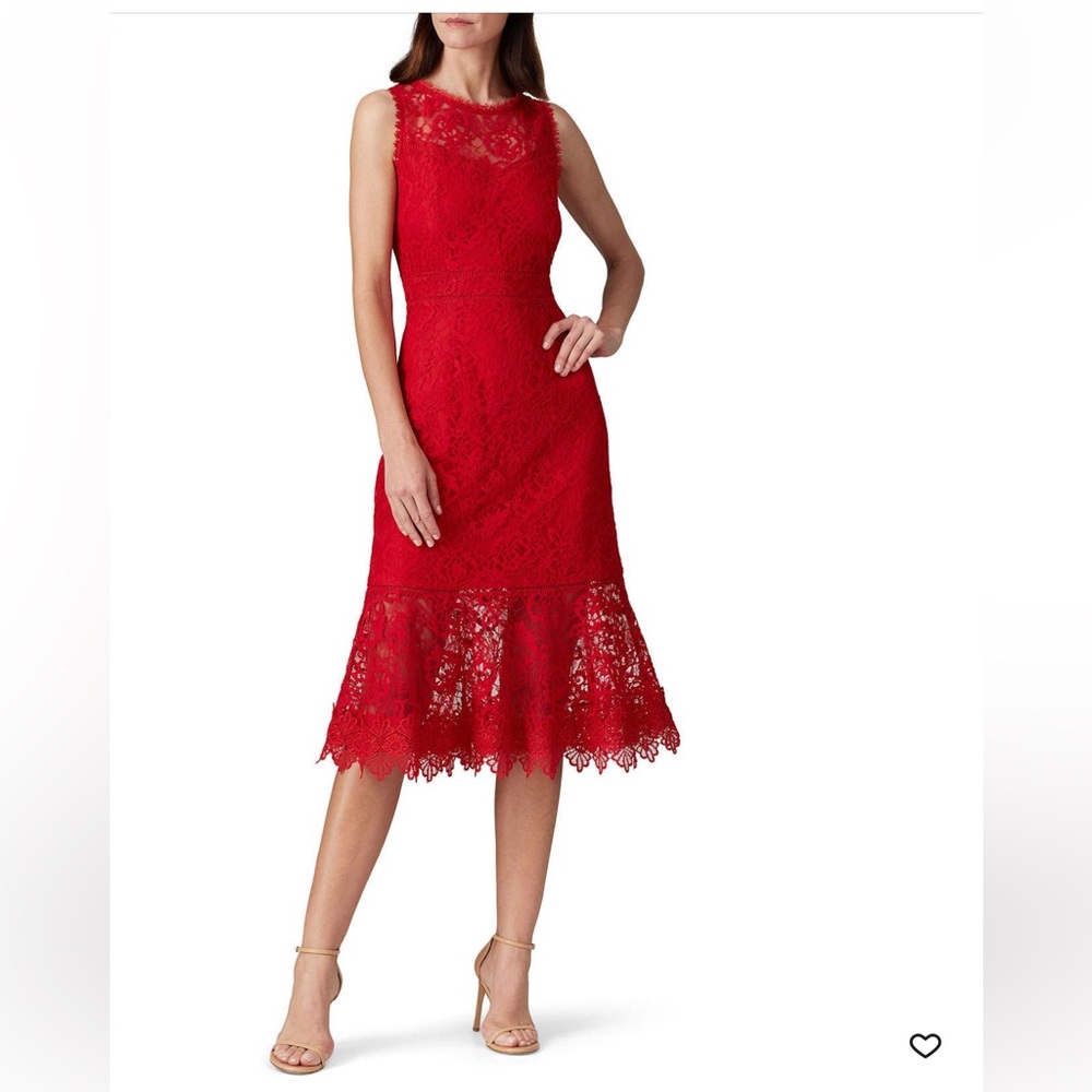 Chic Red Lace Midi Dress